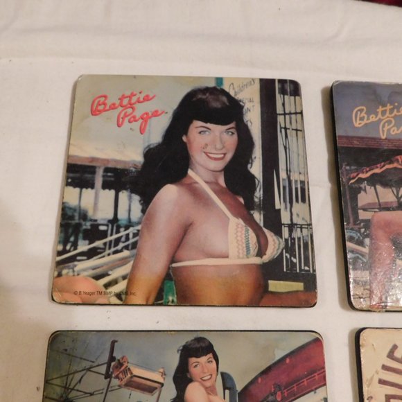 Bettie Page Amusement Cork Backing Coasters - Picture 5 of 7